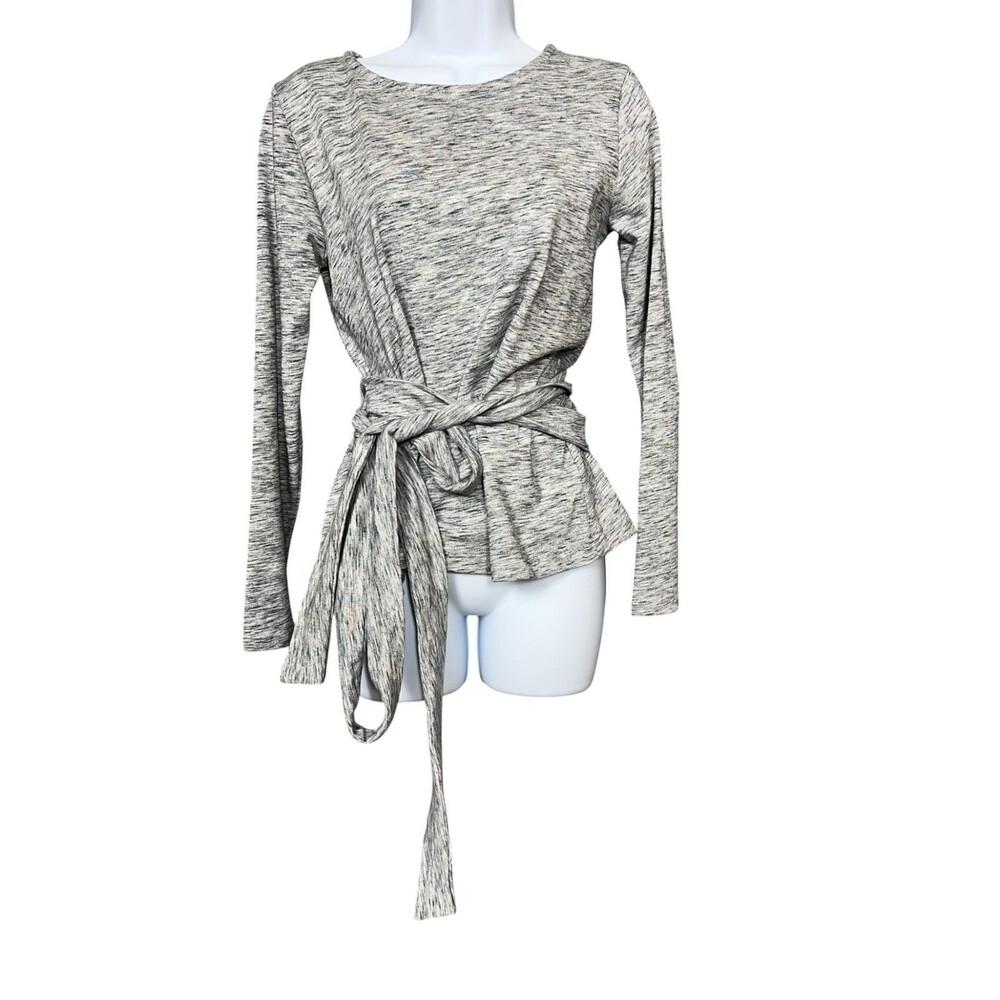 J.Crew Women's XS Tie-Waist Wrap Top Space-Dye Gray H1805 Long Sleeve